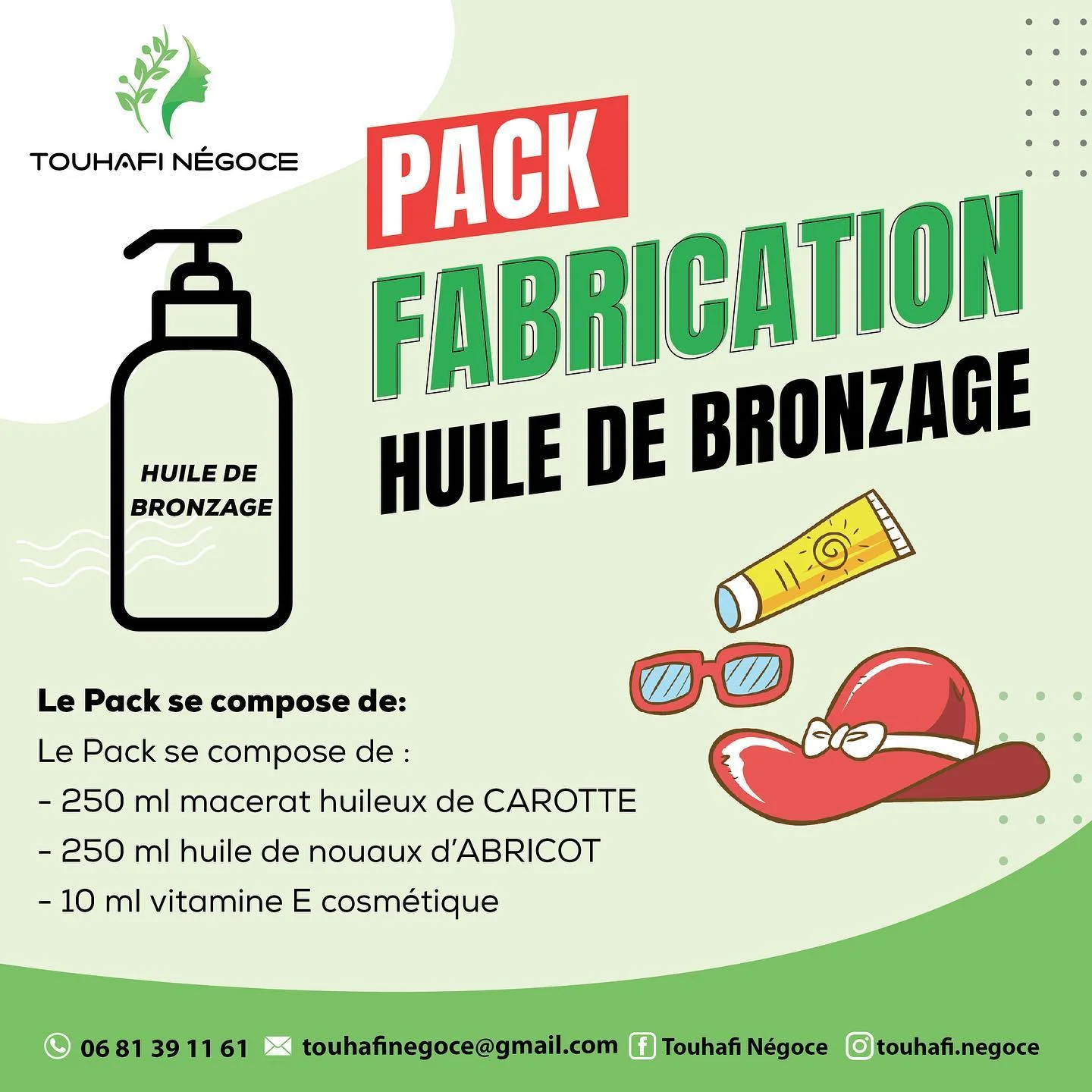 fabrication huile de bronzage