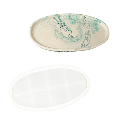 Moule en silicone - Plateau ovale irrégulier - L  23,7cm x 13,3cm x 2cm
